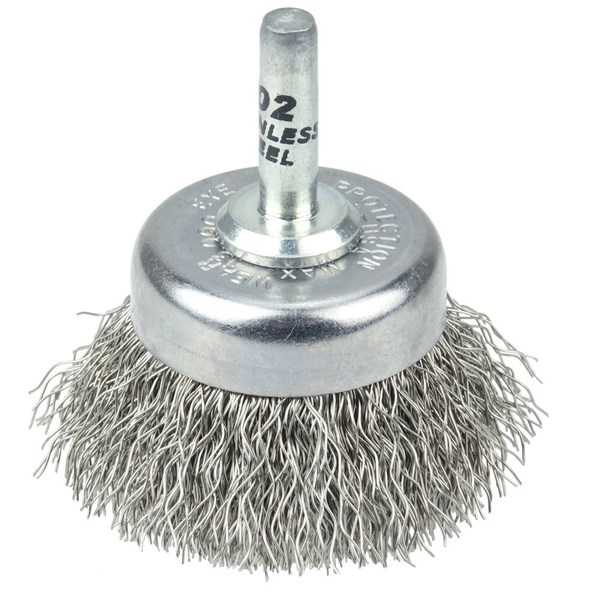 Weiler 1-3/4" Crimped Wire Utility Cup Brush, .0118" Fill, 1/4" Stem 14304